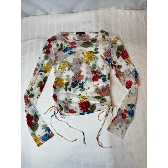 Ambiance Floral Mesh Top Size S RefM021 - Picture 4 of 6